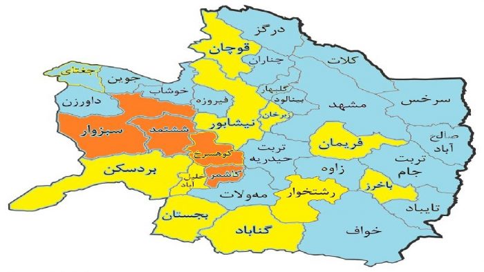 تعداد شهرهای با وضعیت نارنجی کرونایی در خراسان رضوی ۲ برابر شد